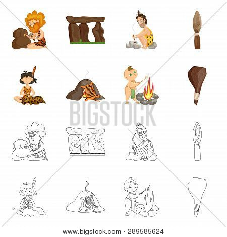 Vector Illustration Of Evolution  And Prehistory Icon. Set Of Evolution  And Development  Stock Symb