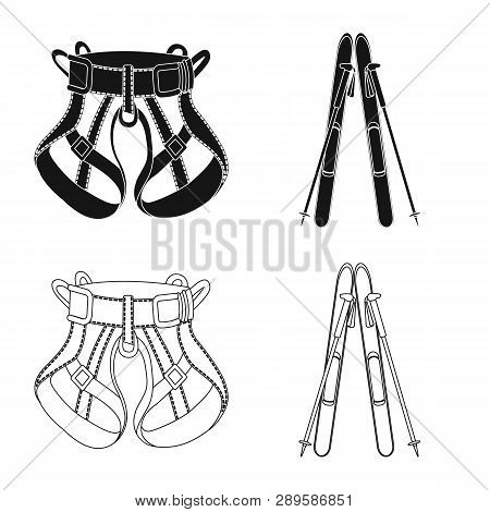 Vector Design Of Mountaineering And Peak Symbol. Collection Of Mountaineering And Camp Stock Vector 