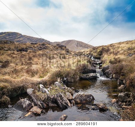 Spring  Landscape With Stony Mountain Stream In Kenmare