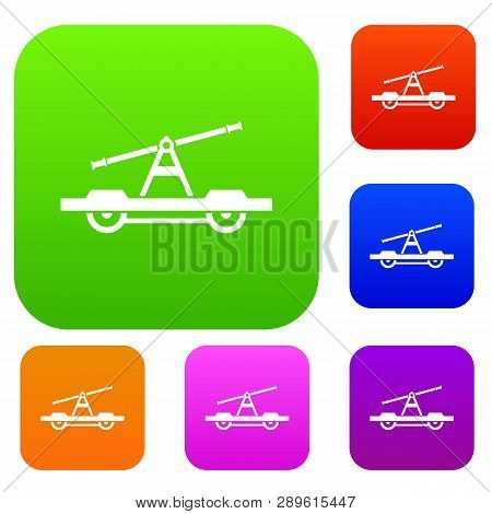 Draisine Or Handcar Set Icon In Different Colors Isolated Illustration. Premium Collection