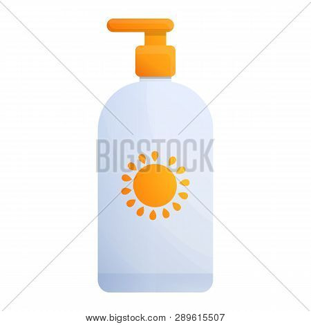 Sunblock Cream Dispenser Icon. Cartoon Of Sunblock Cream Dispenser Icon For Web Design Isolated On W