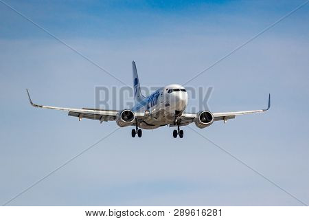 Moscow, Russia - March 14, 2019: Aircraft Boeing 737-524(wl) Vp-bfs Of Utair Aviation Going To Landi