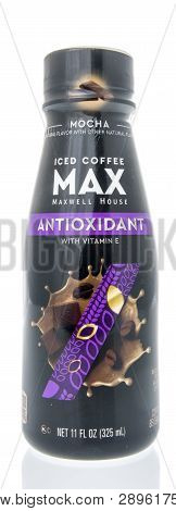 Winneconne, Wi - 10 March 2019: A Bottle Of Iced Coffee Max Maswell House Coffee Beverage On An Isol