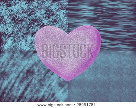 Lilac Heart On An Abstract Four-part Background