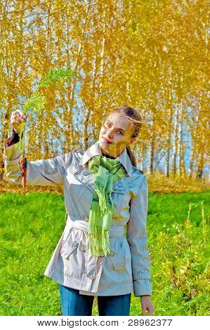 Ragazza sul campo di carota