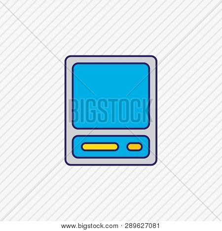 Vector Illustration Of Vintage Computer Icon Colored Line. Beautiful Computer Element Also Can Be Us