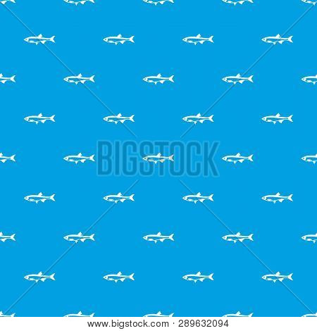Herring Fish Pattern Repeat Seamless In Blue Color For Any Design. Geometric Illustration