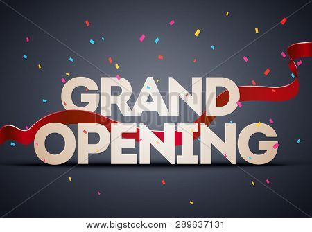 Vector Grand Opening Ceremony Poster Design With Red Ribbon
