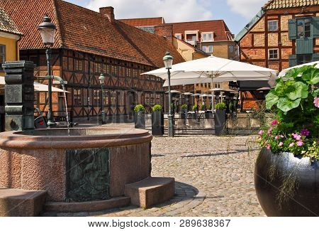 Lilla Torg In Malmo In The Summer. Sweden.