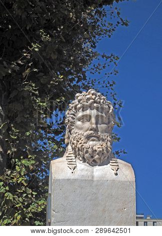 Statue Bust  Greek Explorer From Marseille  Marseille, France, Europe