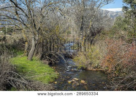 Views Of The Fuentiduena Stream On Its Way Through The City Of Cerceda, In The Province Of Madrid, S