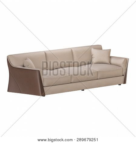 Three Seater Sofa Fabric On A White Background 3d