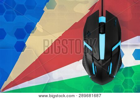 Seychelles Flag  And Computer Mouse. Concept Of Country Representing E-sports Team