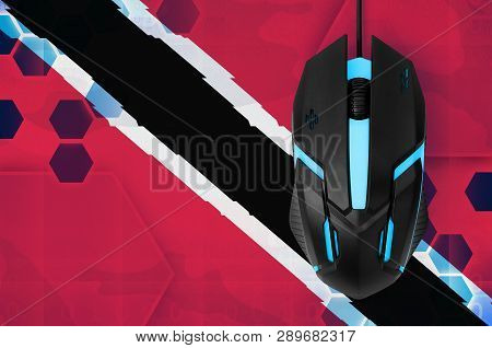 Trinidad And Tobago Flag  And Computer Mouse. Concept Of Country Representing E-sports Team