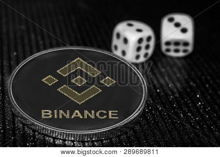 Coin Cryptocurrency Binance And Rolling Dice. Bnb.