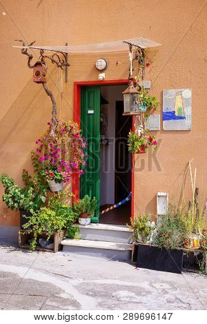 Corniglia, Italy, La Spezia Province, Liguria Regione, 07 August, 2018: Charming Narrow Picturesque 