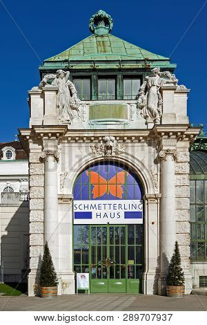 Vienna, Austria - February, 22, 2016. Palm House And Butterfly House In Hofburg. City Of Vienna, Aus