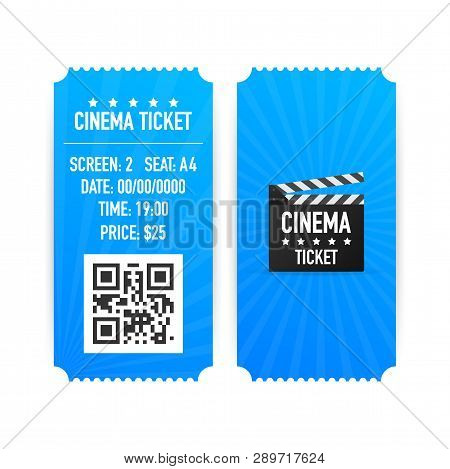 Cinema Tickets Isolated On White Background. Realistic Front View. Movie Banner. Cinema Movie Ticket