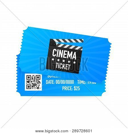 Cinema Tickets Isolated On White Background. Realistic Front View. Movie Banner. Cinema Movie Ticket