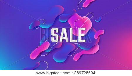 Fluid Sale Background. Abstract Gradient Shape Design, Modern Dynamic Liquid Graphic, Futuristic Geo