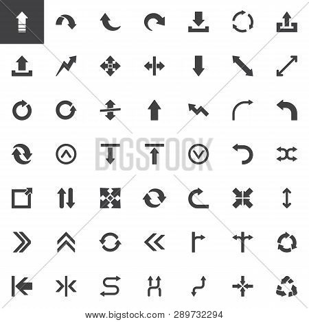 Abstract Arrows Vector Icons Set, Modern Solid Symbol Collection, Filled Style Pictogram Pack. Signs