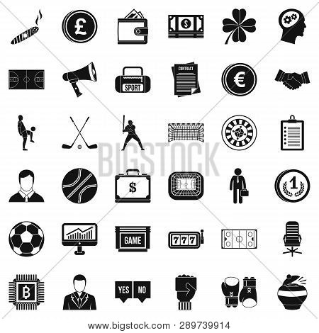 Totalizator Icons Set. Simple Style Of 36 Totalizator Icons For Web Isolated On White Background
