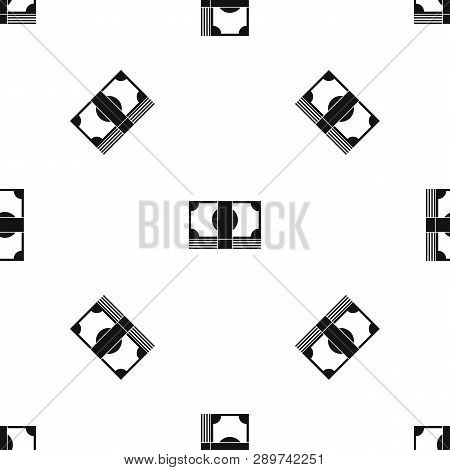 Swiss Franc Banknote Pattern Repeat Seamless In Black Color For Any Design. Geometric Illustration