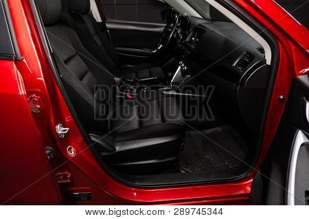 Novosibirsk, Russia - March 15, 2019:  Mazda Cx-5,close-up Of The Dashboard, Speedometer, Tachometer