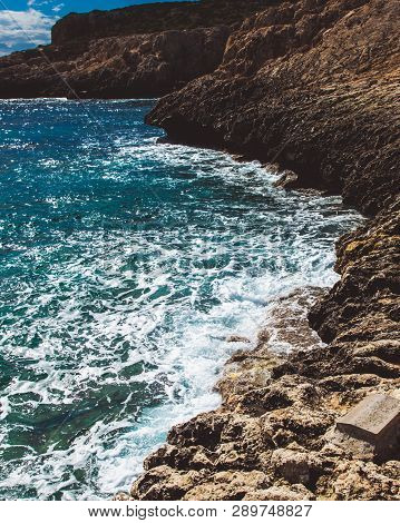 Beautiful Sea Shore In Cyprus. A View Of A Sea Shore In Kavo Greko Nenar Aiya Napa, Cyprus
