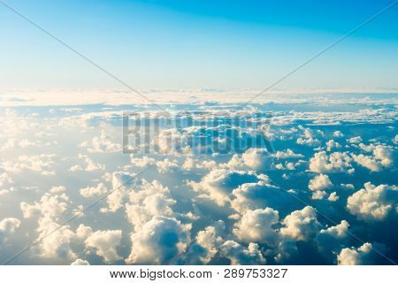 Beautiful Airview With Blue Sky, White Clouds And Sunrays