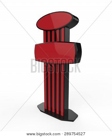 Big Blank Sign Tower Isolated On White Background . 3d Illustration
