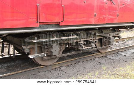 The Wheels And Bogey On A Vintage Railway Carriage.