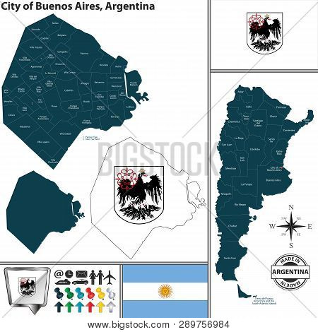 Vector Map Of Autonomous City Of Buenos Aires And Location On Argentinian Map