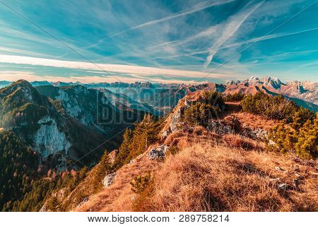 Sunny Day In The Carnic Alps During A Colorful Autumn