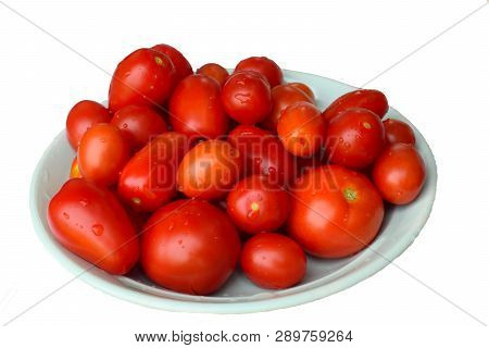 Isolated Cherry Tomatoes With White Background Red