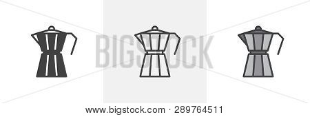 Geyser Coffee Maker Icon. Line, Glyph And Filled Outline Colorful Version, Moka Pot, Macchinetta Out