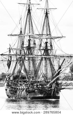 Rouen, France - July Circa, 2016. End Of The Armada In Rouen, Boats Galleon Ships On The River Seine