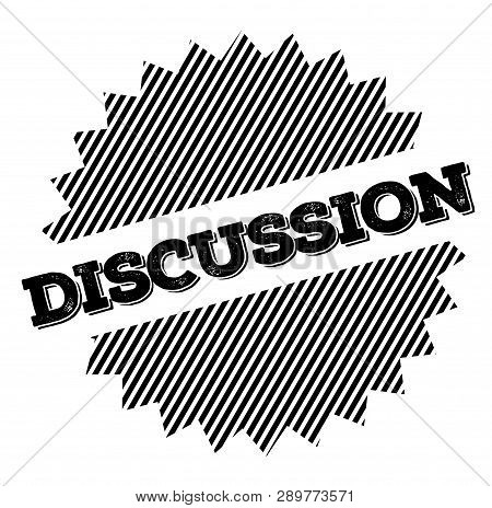 Discussion Black Stamp On White Background. Flat Illustration