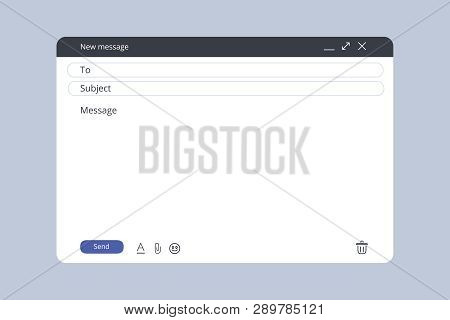 Email Template. Blank E-mail Browser Window. Mail Message Web Page Vector Frame. Vector Stock Illust