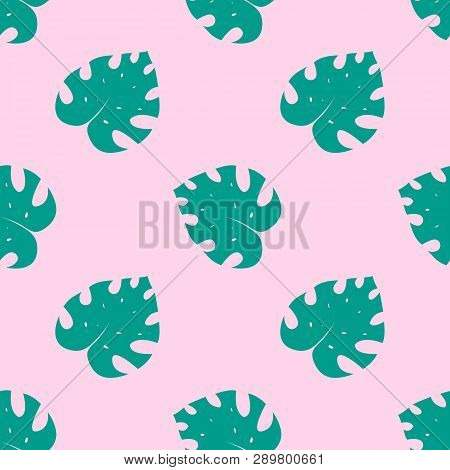 Monstera Deliciosa, Ceriman. Beautiful Seamless Pattern Of Tropical Jungle. Floral Beackground With 
