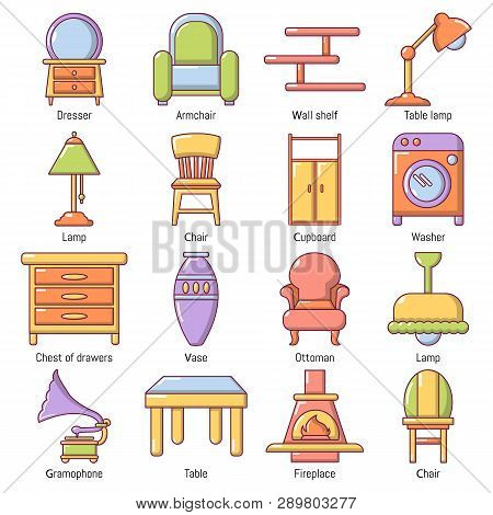 Interior Furniture Icons Set. Carrtoon Illustration Of 16 Interior Furniture Icons For Web
