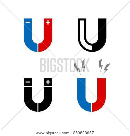 Magnet Set Of Icons. Different Styles And Color.