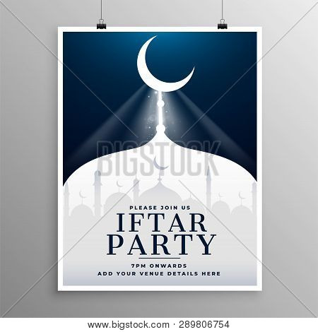 Elegant Invitation Template Of Iftar Party Vector Illustration