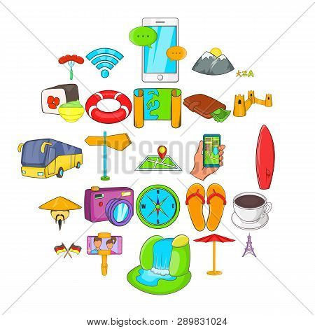 Transborder Icons Set. Cartoon Set Of 25 Transborder Icons For Web Isolated On White Background