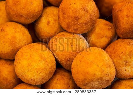 Soft Focus Of Fresh Potato Croquettes Background.