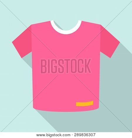 Pink Tshirt Icon. Flat Illustration Of Pink Tshirt Icon For Web Design