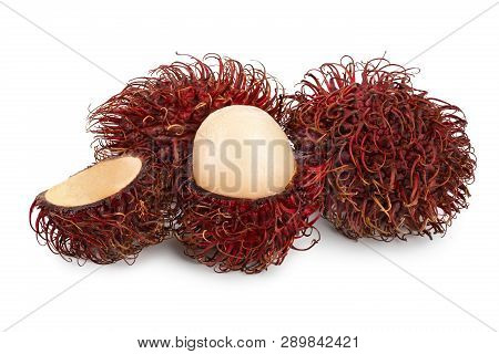 Rambutan Isolated On White Background. Tropical Fruit. Nephelium Lappaceum