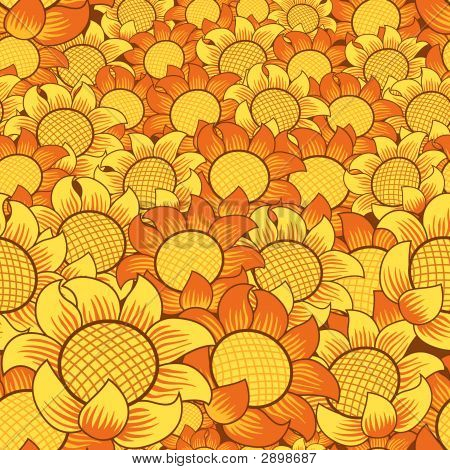 오렌지색과 노란색 꽃 원활한 반복 배경