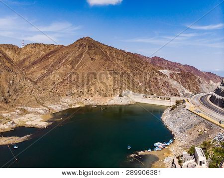 Al Rafisah Dam In Khor Fakkan In The United Arab Emirates Aerial View