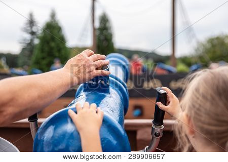 Loifling, Germany - 26 July, 2018: People Are Having Fun On Pirates Of The Caribbean Attraction In C